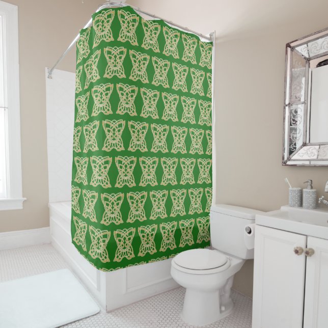 Intricate Gold Celtic Butterfly Pattern  Shower Curtain (In Situ)