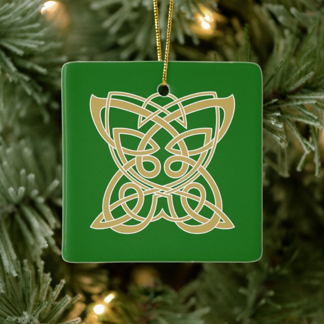 Intricate Gold Celtic Butterfly Personalised Ceramic Ornament (Tree)