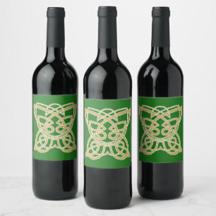 Intricate Gold Celtic Butterfly  Wine Label