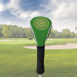 Intricate Gold Celtic Flower Mandala Golf Head Cover