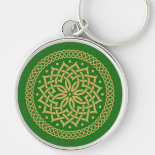 Intricate Gold Celtic Flower Mandala  Key Ring