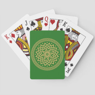 Intricate Gold Celtic Flower Mandala Playing Cards