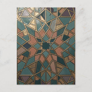 Intricate Gold Geometric Mosaic Star Pattern Postcard
