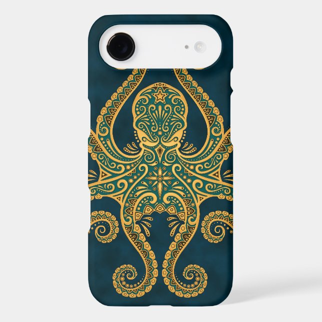 Intricate Golden Blue Octopus Case-Mate iPhone Case (Back)