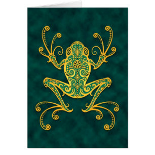 Intricate Golden Blue Tree Frog
