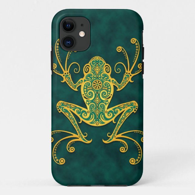 Intricate Golden Blue Tree Frog Case-Mate iPhone Case (Back)