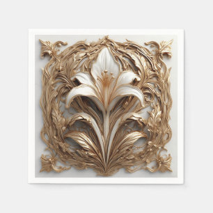 Intricate Golden Embellished Floral Relief Napkin