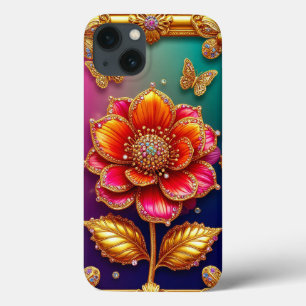 Intricate Golden Flower Art iPhone 13 Case