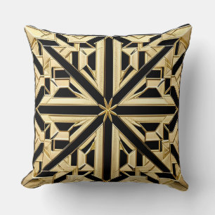 Intricate Golden Geometric Pattern Cushion
