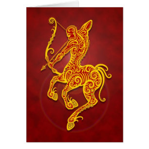 Intricate Golden Red Tribal Sagittarius