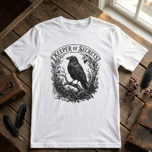 Intricate Gothic Raven Script Dark Academia Art T-Shirt