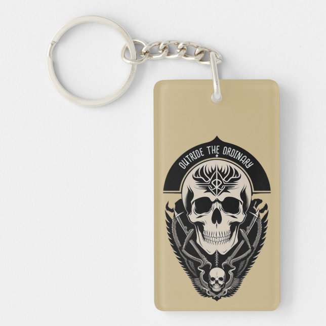 Intricate Gothic Skull Illustration Key Ring (Front)