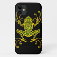 Intricate Green and Black Tree Frog