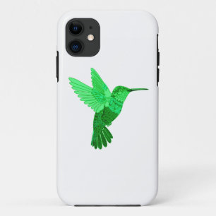 Intricate Green Hummingbird Illustration iPhone 11 Case