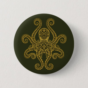 Intricate Green Octopus 6 Cm Round Badge