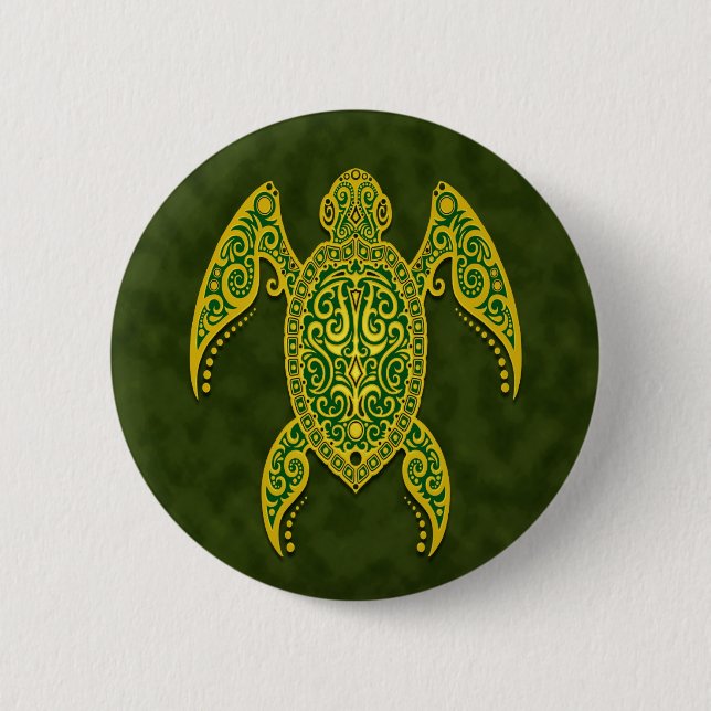 Intricate Green Sea Turtle 6 Cm Round Badge (Front)