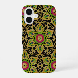 Intricate Hammered Metal Gold Foil Flower Pattern iPhone 16 Case