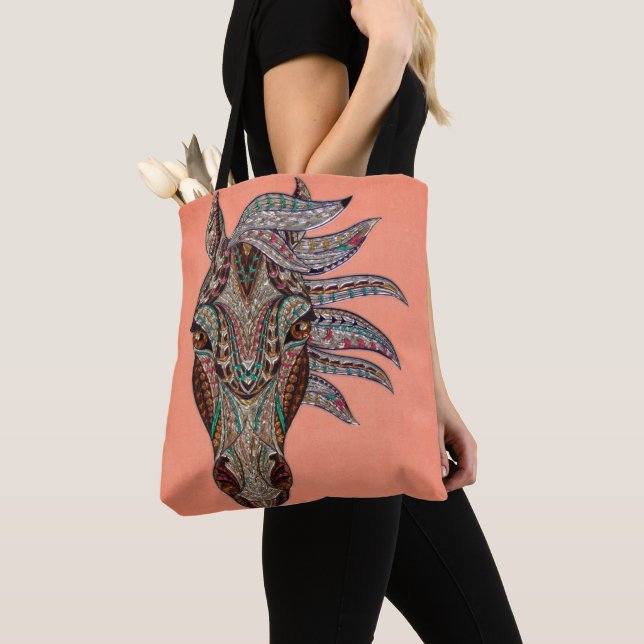 Intricate Horse Face Tote Bag (Close Up)