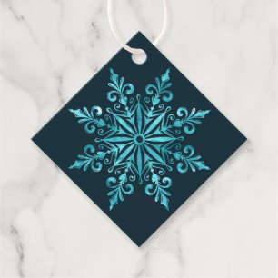 Intricate Ice Blue Snowflake Christmas Gift Tags