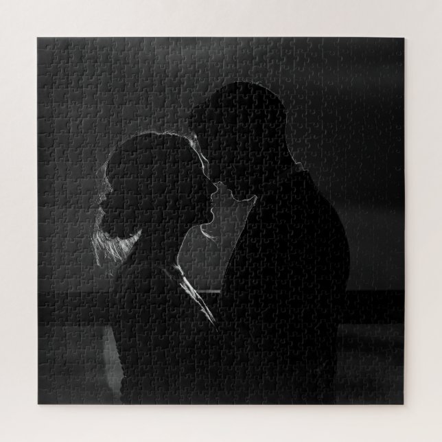 Intricate Love Silhouette in Black and White Jigsaw Puzzle (Vertical)