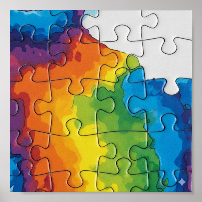  Intricate Macro: Jigsaw Puzzle Interlocking Art Poster (Front)
