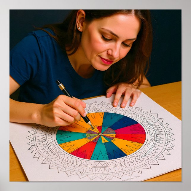 Intricate Mandala Coloring Detail Technique Poster (Front)