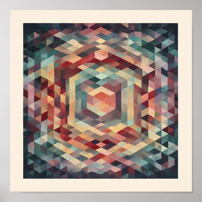 Intricate Math Art: Complex Polygon Tessellation Poster (Front)