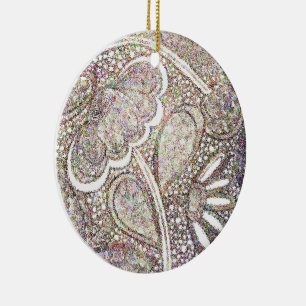 Intricate Mosaic Floral Design Ceramic Tree Decoration