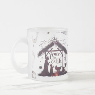 Intricate Nativity Frosted Glass Festive Peace Mug