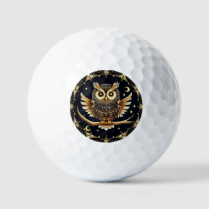 Intricate Night Owl Illustration Golf Balls