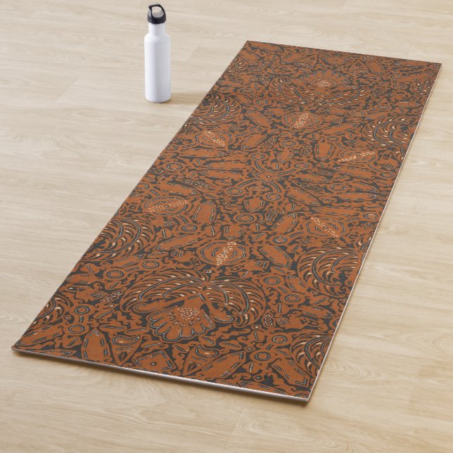 Intricate Orange & Black Batik Yoga Mat (In Situ)