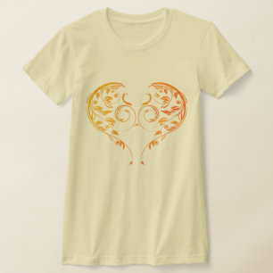 Intricate Ornate Floral Heart Swirl Design T-Shirt