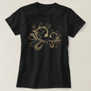 Intricate Ornate Floral Swirl and Flowers Design T-Shirt