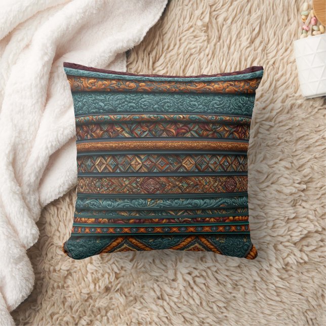Intricate ornate patterns on textured surfaces cushion (Blanket)