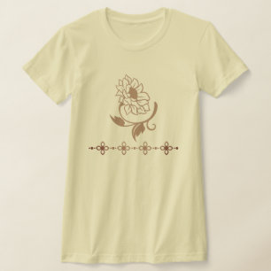 Intricate Ornate Sunflower and Floral Divider Desi T-Shirt