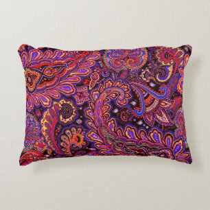 Intricate Paisley design in Rich Red and Purple Decorative Cushion
