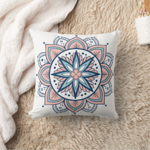 Intricate Pastel Floral Mandala  Cushion