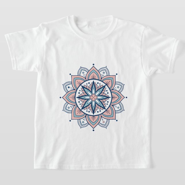 Intricate Pastel Floral Mandala  T-Shirt (Laydown)