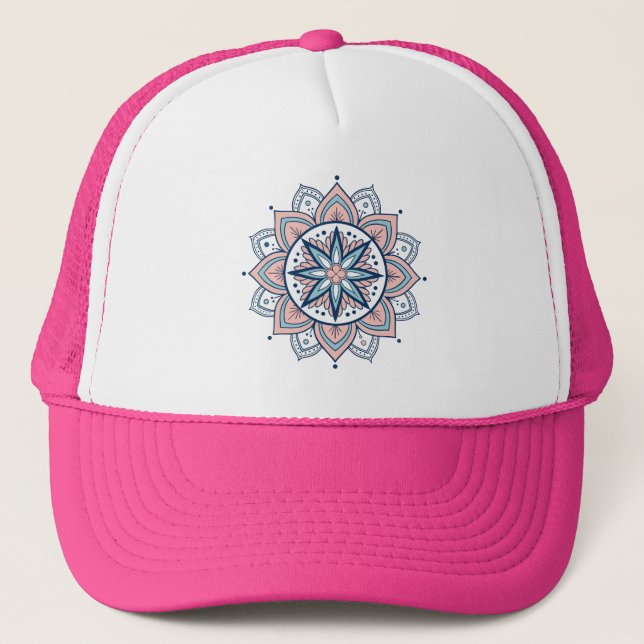 Intricate Pastel Floral Mandala  Trucker Hat (Front)