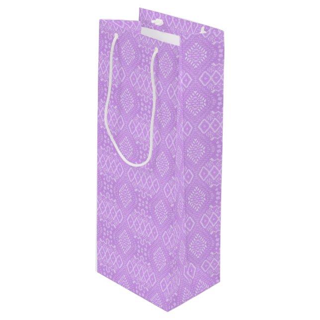 INTRICATE PASTEL PURPLE PATTERNS WINE GIFT BAG (Front Angled)