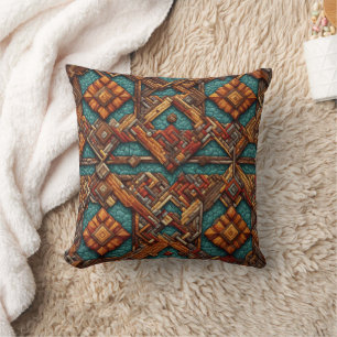 Intricate patterned design with earthy tones cushion