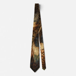 Intricate pheasant feather close-up tie