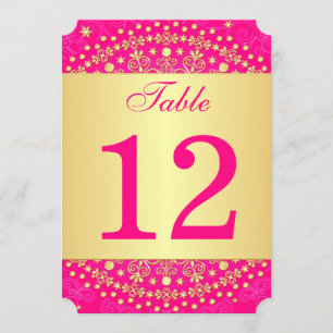 Intricate Pink Gold Scrolls Stars Table Numbers