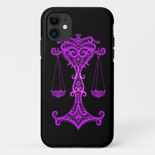 Intricate Purple Libra Zodiac on Black iPhone 11 Case