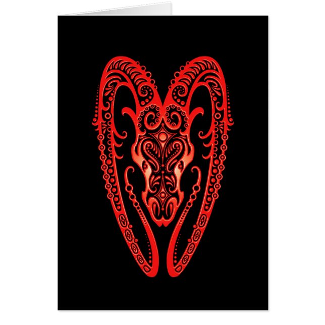 Intricate Red Aries Zodiac on Black (Front)