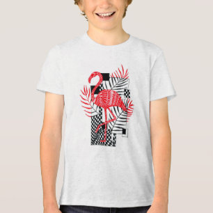 Intricate Red Flamingo Pattern - Exotic Tropical L Tri-Blend Shirt