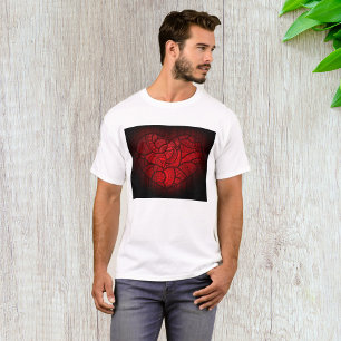 Intricate Red Mandala Heart Romantic Boho Pattern  T-Shirt