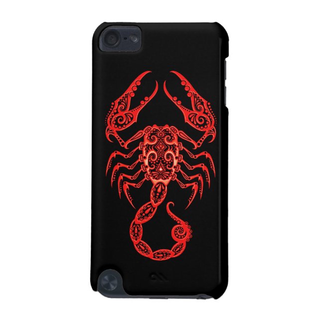 Intricate Red Scorpio Zodiac on Black iPod Touch (5th Generation) Cover (Back)