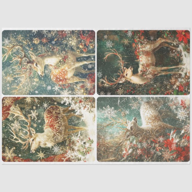 Intricate Reindeer 4 Square Tissue Paper (Front)