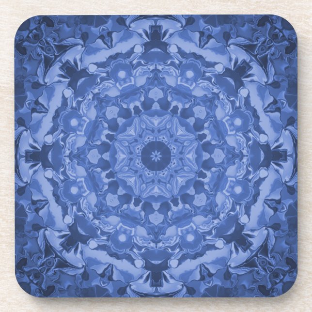 Intricate Royal Blue Kaleidoscope Coaster (Front)